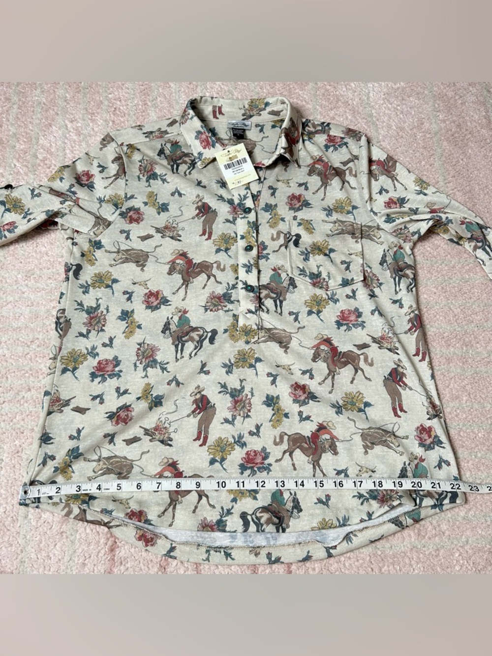NWT Tasha Polizzi Cowboy & Floral Print Old Town Shirt Size Large Southwest Boho - Picture 6 of 11